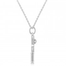Diamond Pickleball Paddle Pendant in Sterling Silver (0.24ct)