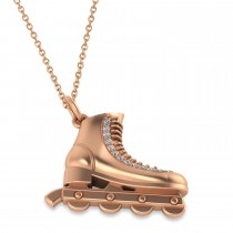 Diamond Accented Rollerblade Pendant Necklace 14K Rose Gold (0.15ct)
