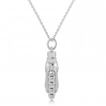 Diamond Accented Rollerblade Pendant Necklace 14K White Gold (0.15ct)