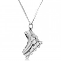 Diamond Accented Rollerblade Pendant Necklace 14K White Gold (0.15ct)
