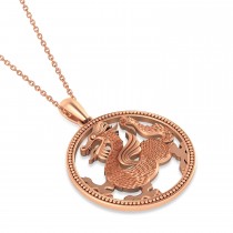 Dragon Charm Pendant Necklace 14K Rose Gold