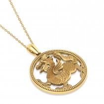 Dragon Charm Pendant Necklace 14K Yellow Gold
