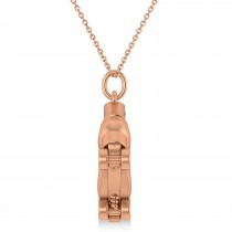 Diamond Accented Roller Skate Pendant Necklace 14K Rose Gold (0.15ct)