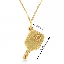 Large Pickleball Paddle Pendant Necklace 14k Yellow Gold