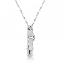 Diamond Large Dual Pickleball Paddle Pendant Necklace in Sterling Silver (0.50ct)