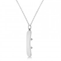 Snowboard with Boots Charm Pendant Necklace 14K White Gold