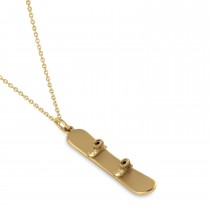 Snowboard with Boots Charm Pendant Necklace 14K Yellow Gold