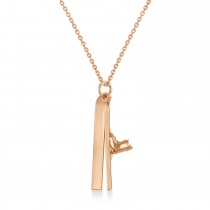 Skis with Boots Charm Pendant Necklace 14K Rose Gold