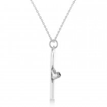 Skis with Boots Charm Pendant Necklace 14K White Gold