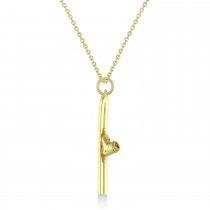 Skis with Boots Charm Pendant Necklace 14K Yellow Gold