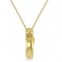 Tennis Racket with Yellow Sapphire Ball Pendant Necklace 14K Yellow Gold (0.05ct)