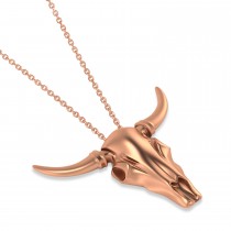 Steer Head Charm Pendant Necklace 14K Rose Gold