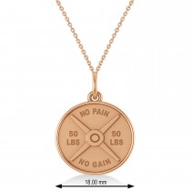Weight Plate Charm Men's Pendant Necklace 14K Rose Gold