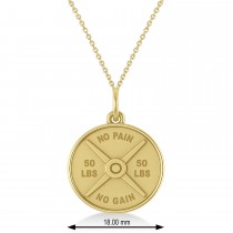 Weight Plate Charm Men's Pendant Necklace 14K Yellow Gold