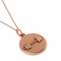 Dumbbell Disc Charm Men's Pendant Necklace 14K Rose Gold