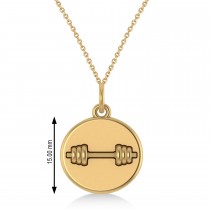 Dumbbell Disc Charm Men's Pendant Necklace 14K Yellow Gold