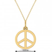 Peace Symbol Charm Pendant Necklace 14K Yellow  Gold