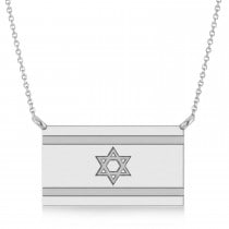 Israel Flag Pendant Necklace 14K White Gold