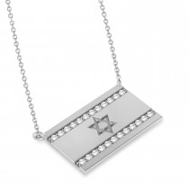 Diamond Accented Israel Flag Pendant Necklace in Sterling Silver (0.24ct)