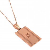 Israel Flag with Star of David Pendant Necklace 14K Rose Gold