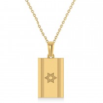 Israel Flag with Star of David Pendant Necklace 14K Yellow Gold