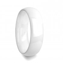 Ivory Domed Polish Finished White Ceramic Ring (6MM)