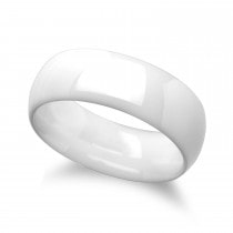 Ivory Domed Polish Finished White Ceramic Ring (8MM)