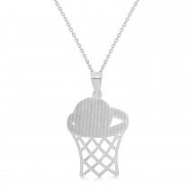 Basketball Charm Men's Pendant Necklace 14K White Gold