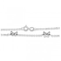 Anklet with Butterflies, 10 Inch Cable Chain, in Sterling Silver