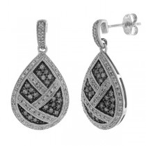 0.75ct Silver Diamond Dangle Earrings