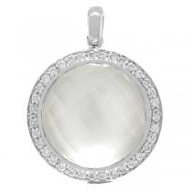 0.39ct 18k White Gold Diamond & White Quartz Pendant Necklace