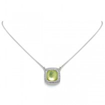 0.29ct Diamond & 5.18ct Yellow Quartz 18k White Gold Necklace