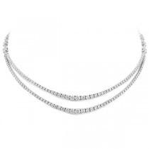 9.58ct 18k White Gold Diamond 2-row Necklace