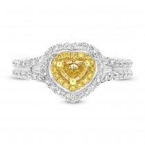 0.65ct 18k Two-tone Gold Heart Shape Fancy Color Diamond Engagement Ring