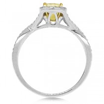 0.77ct 14k Two-tone Gold Princess Cut Natural Fancy Yellow Diamond Ring