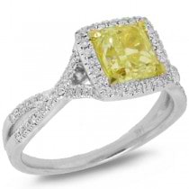 1.71ct 14k Two-Tone Gold EGL Certified Radiant Cut Natural Fancy Yellow Diamond Ring