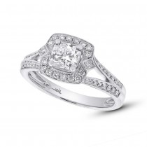 1.02ct 14k White Gold GIA Certified Radiant Cut Diamond Engagement Ring