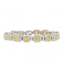 13.24ct Radiant Cut Center and 2.77ct Side 18k Two-tone Gold Natural Yellow Diamond Bracelet