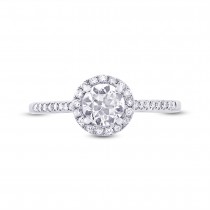 0.65ct Round Brilliant Center and 0.20ct Side 18k White Gold GIA Certified Diamond Engagement Ring