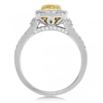 2.42ct 18k Two-tone Gold EGL Certified Radiant Cut Natural Fancy Yellow Diamond Ring