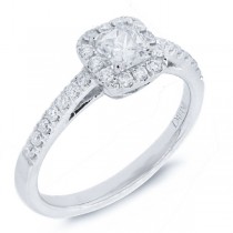 0.50ct Radiant Cut Center and 0.31ct Side 14k White Gold Diamond Engagement Ring