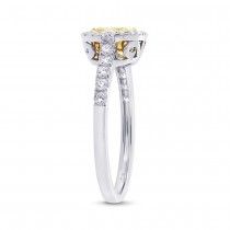 0.95ct Cushion Center and 0.37ct Side 14k Two-tone Gold Natural Yellow Diamond Ring