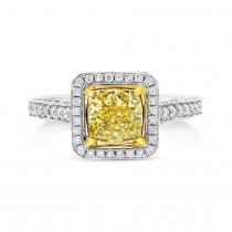 1.71ct Cushion Cut Center and 0.80ct Side 14k Two-tone Gold Natural Green Diamond Ring