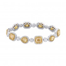 11.50ct Centers and 4.55ct Side 18k Two-tone Gold Natural Yellow Diamond Bracelet