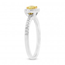 0.34ct Heart Cut Center and 0.25ct Side 18k Two-tone Gold Natural Yellow Diamond Ring