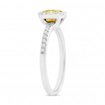 0.41ct Cushion Cut Center and 0.27ct Side 18k Two-tone Gold Natural Yellow Diamond Ring
