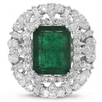 2.92ct Diamond & 3.61ct Emerald 18k White Gold Ring