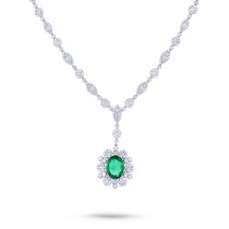 7.64ct Diamond & 4.46ct Emerald 18k White Gold GIA Certified Necklace