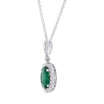0.96ct Diamond & 4.04ct Emerald 18k White Gold Pendant Necklace