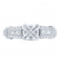1.07ct GIA Certified Asscher Cut Center and 0.45ct Side 14k White Gold Diamond Engagement Ring
